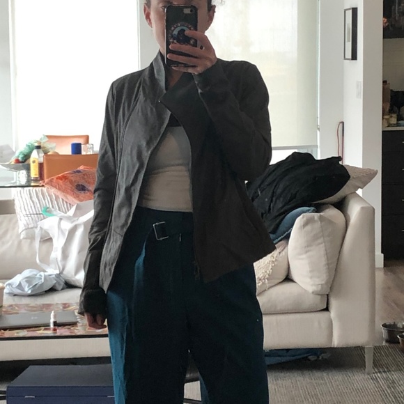 Grey leather theory blazer - Picture 1 of 2